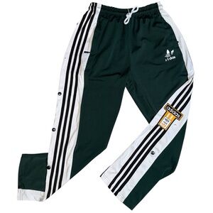 Adidas Dark Green Track Pants with White Stripes Vintage 90s Y2K